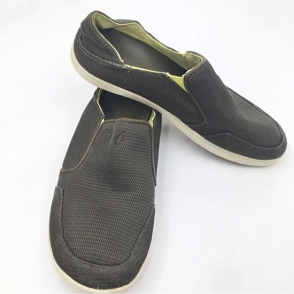 Olukai NOHEA Mesh Men’s Breathable Slip On Brown Green Loafer Boat Shoes
